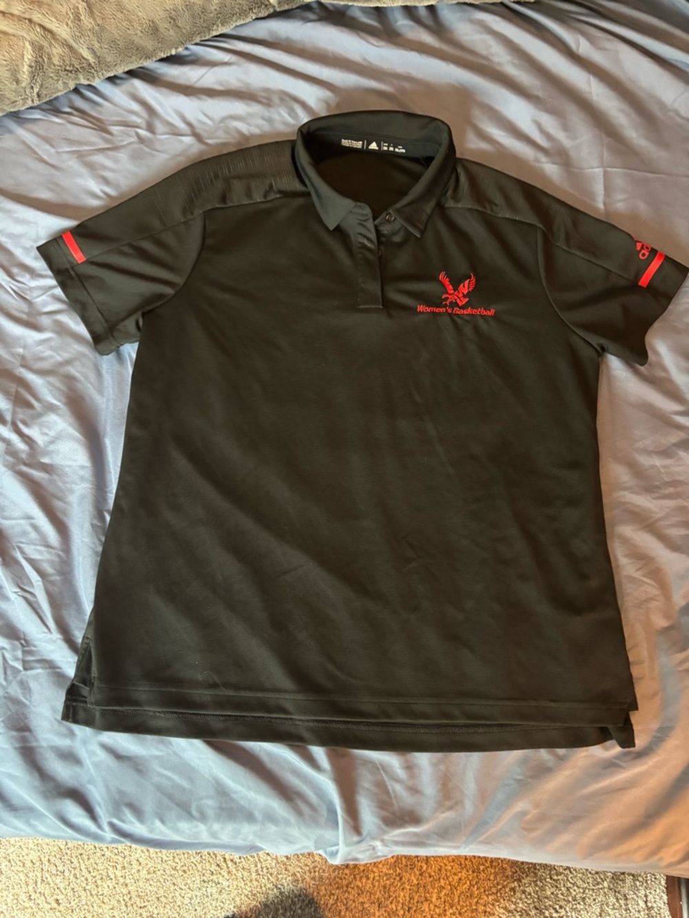 adidas EWU Womens basketball Black Polo Shirt with Red Accents